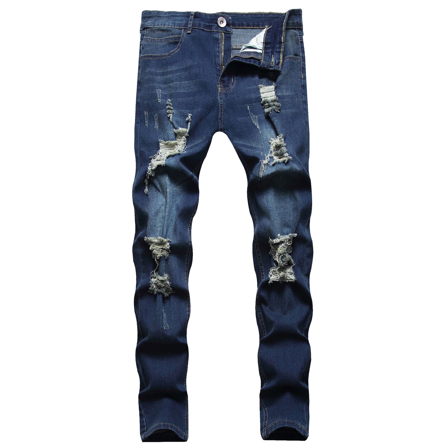 Ripped Ankle Banded Jeans