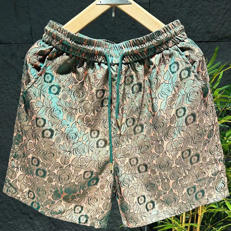 Dark Flower Ice Silk Shorts