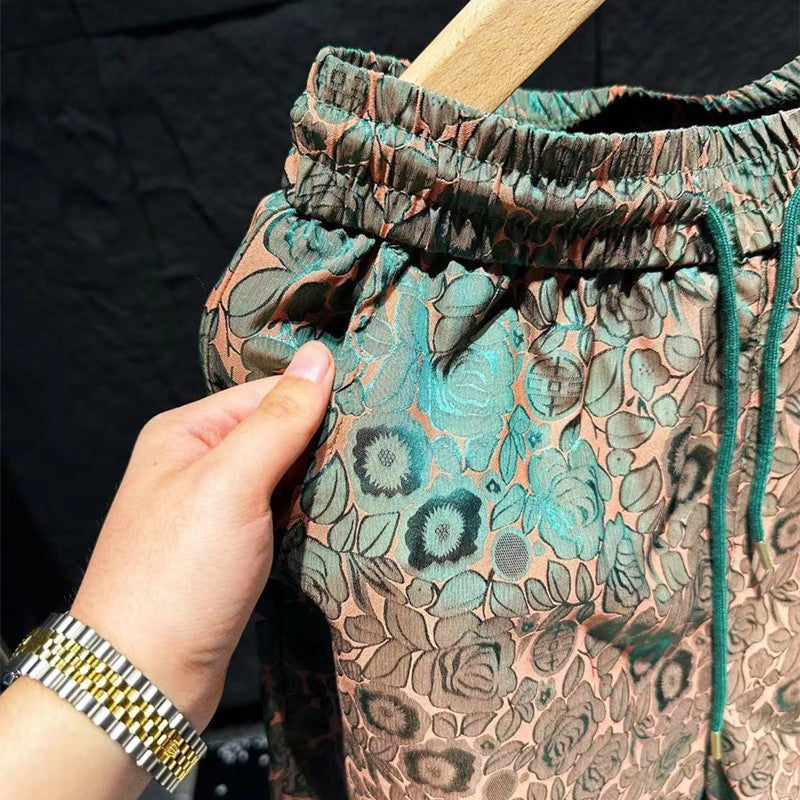 Dark Flower Ice Silk Shorts
