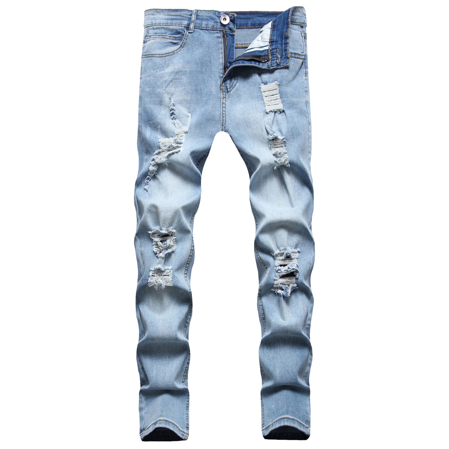 Ripped Ankle Banded Jeans