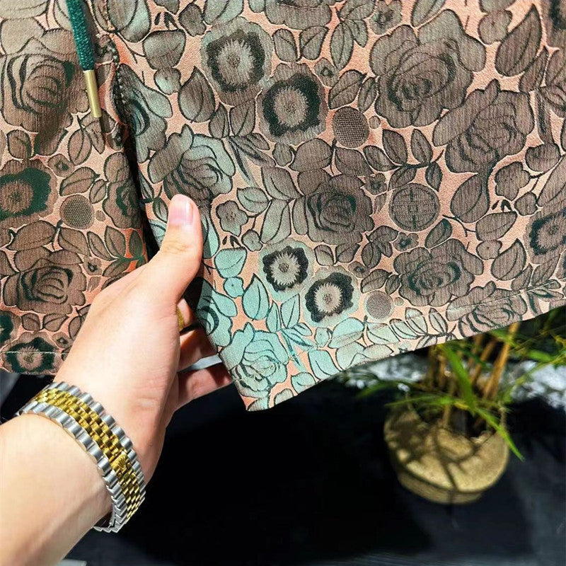 Dark Flower Ice Silk Shorts