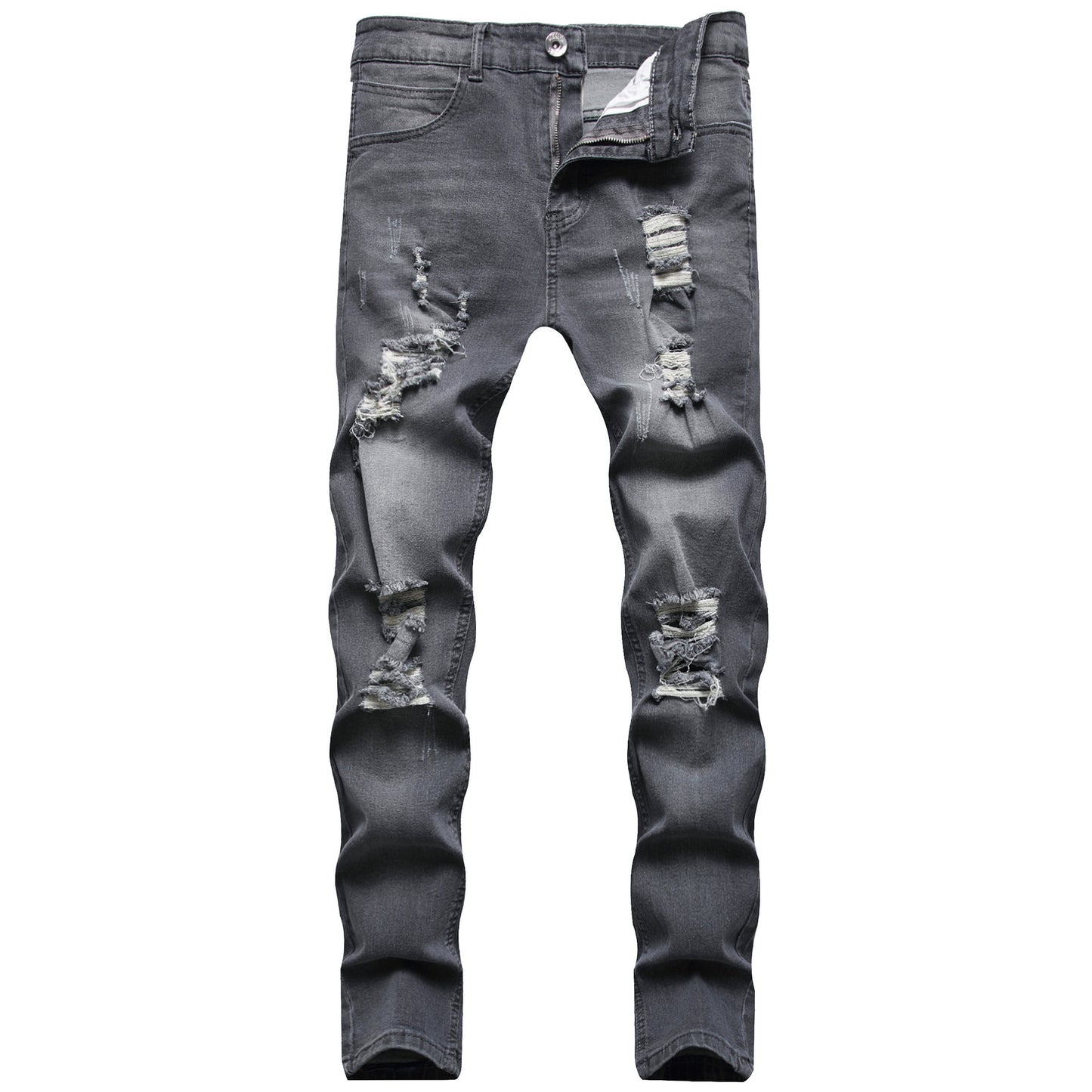 Ripped Ankle Banded Jeans