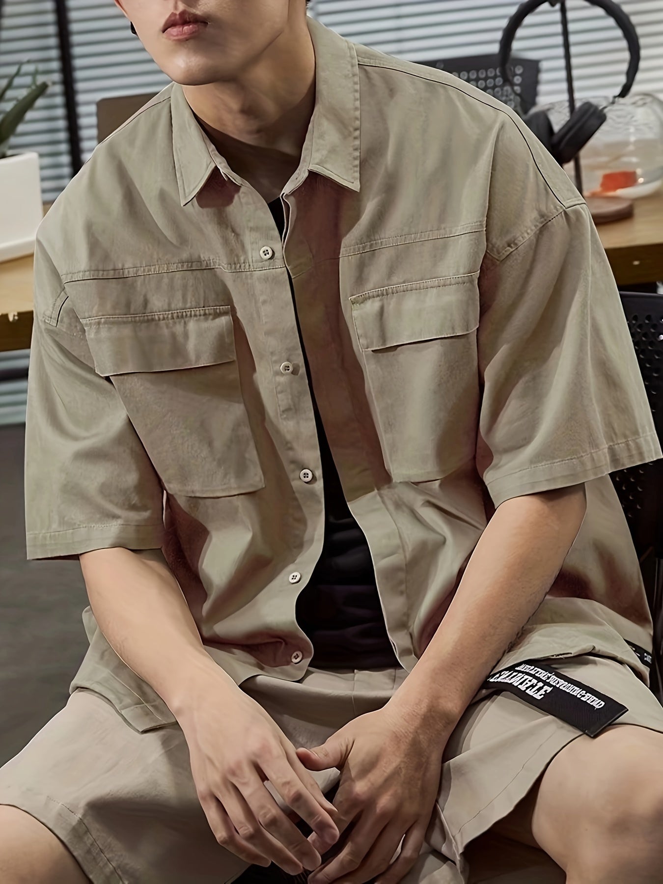 Double pocket khaki shirt