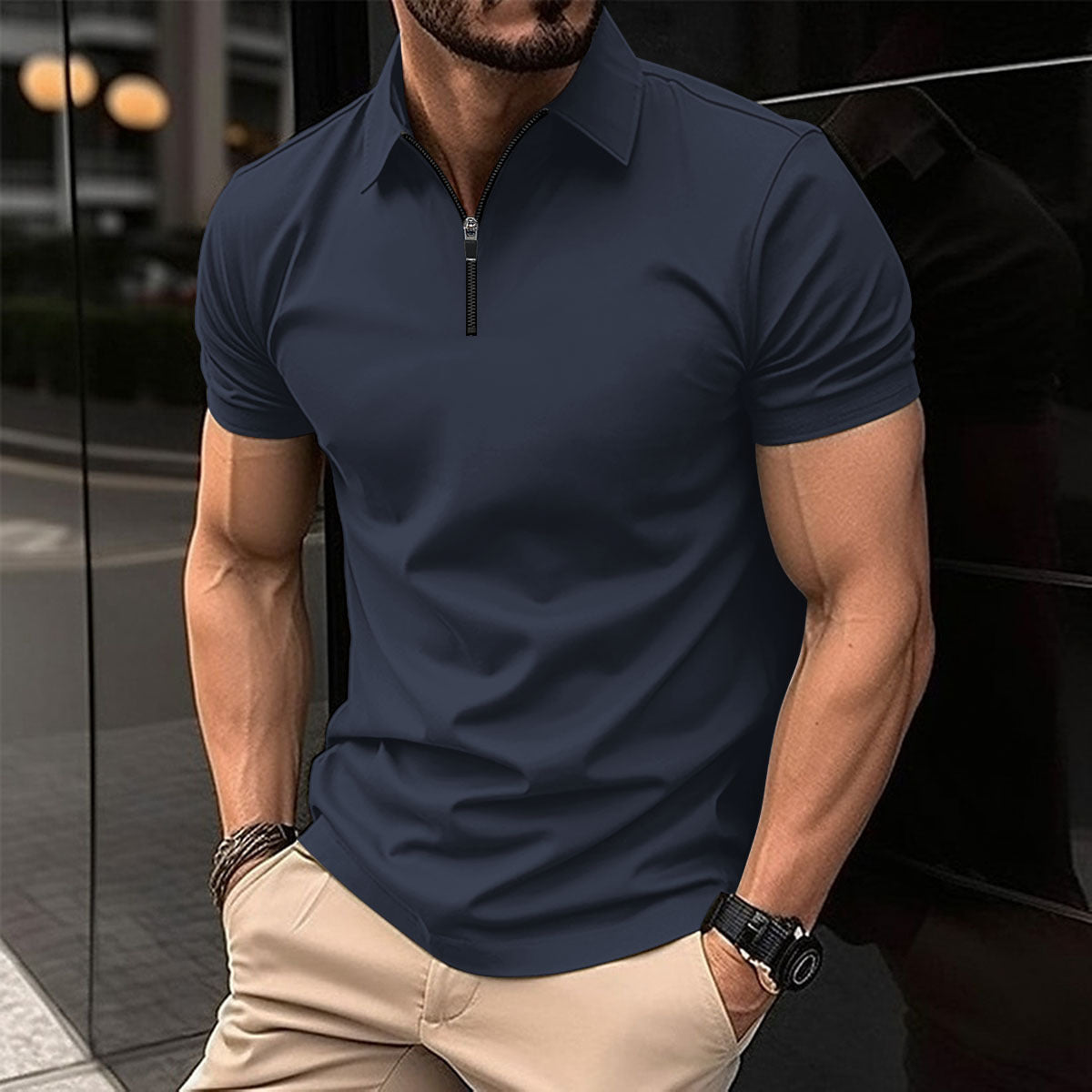 Zipper Polo Shirt