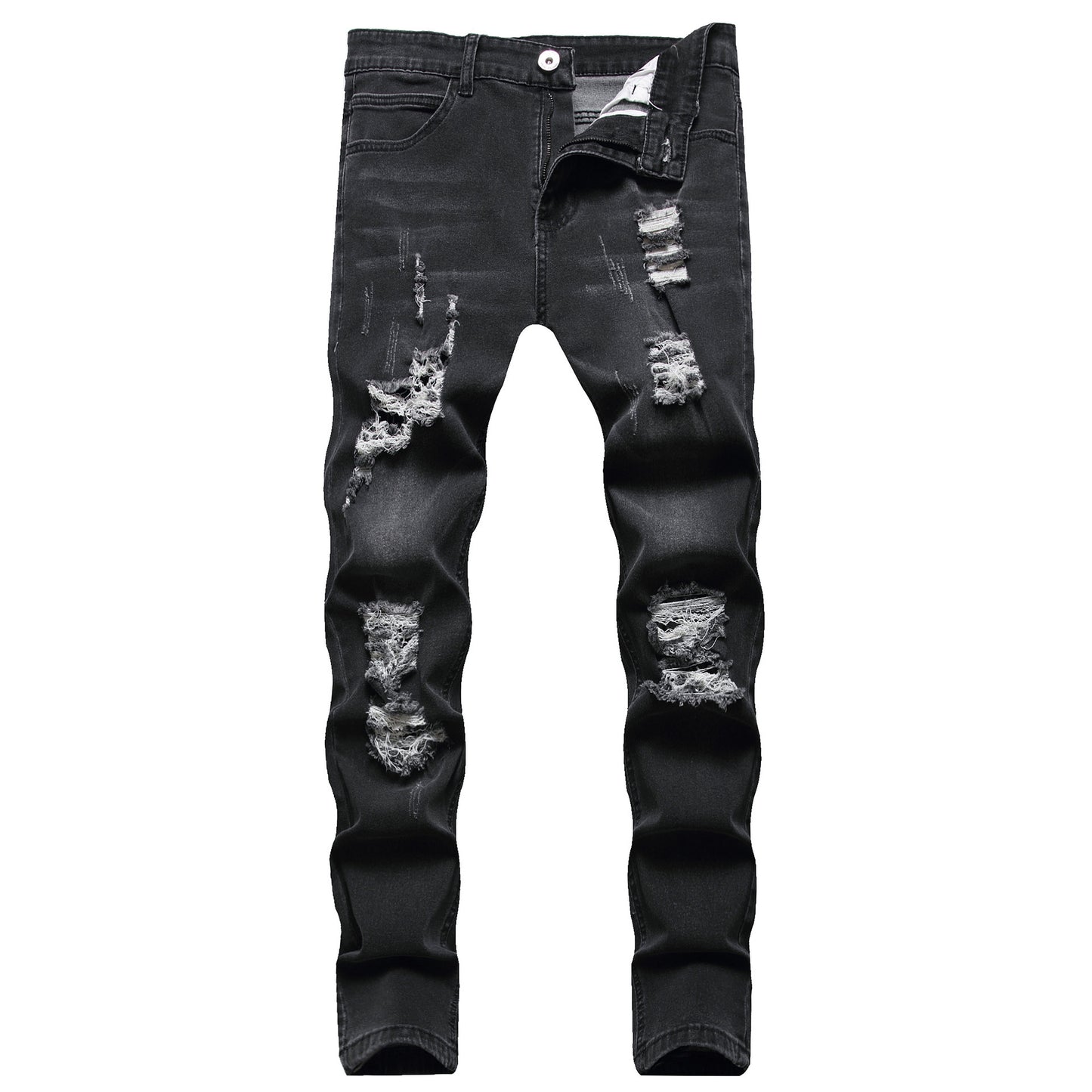 Ripped Ankle Banded Jeans