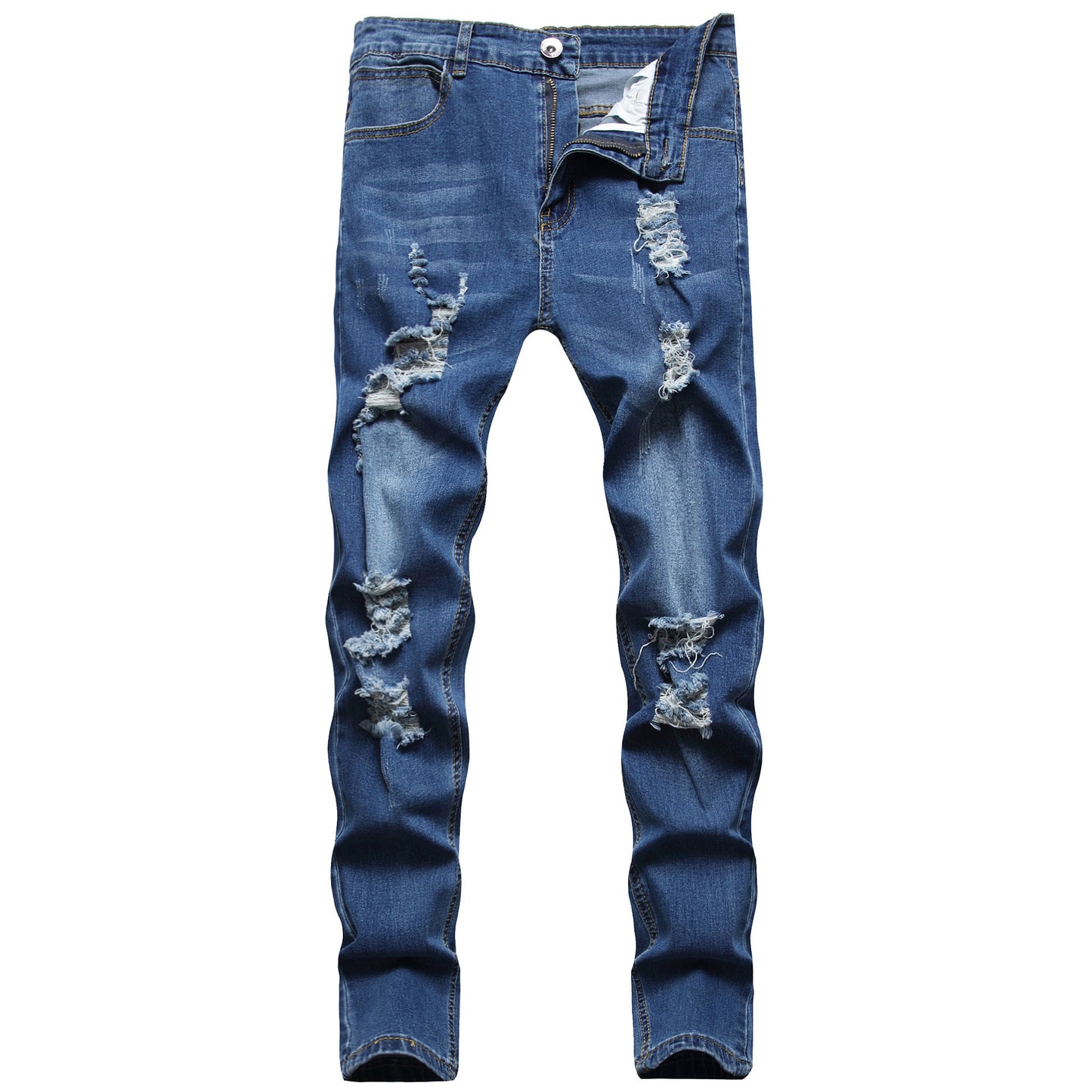 Ripped Ankle Banded Jeans