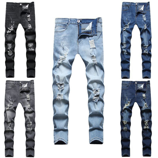 Ripped Ankle Banded Jeans