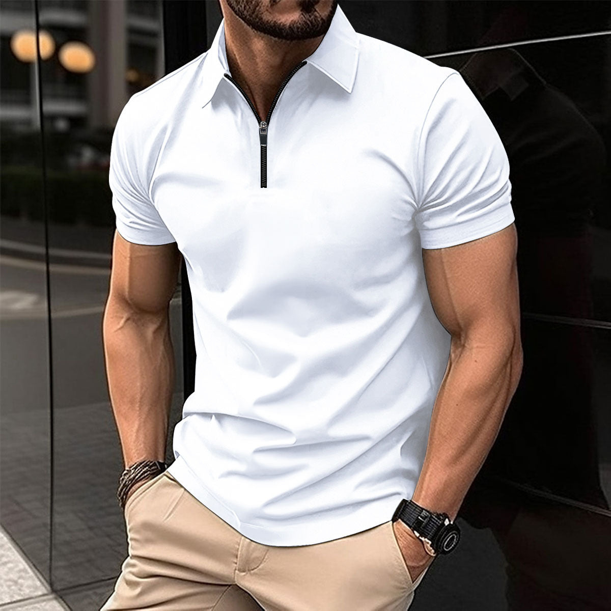 Zipper Polo Shirt