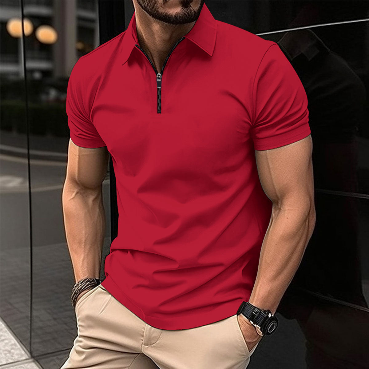 Zipper Polo Shirt